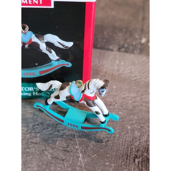 Hallmark rocking horse 1990 mini ornament Xmas Decor 3 - Picture 2 of 4